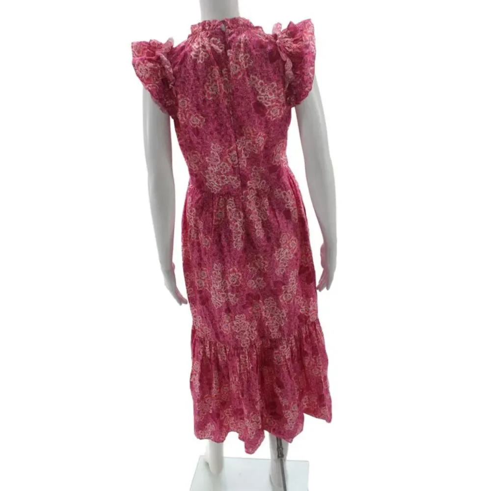 Generation Love Womens Maxi Sundress Pink Floral Cotton Tie Back Size M